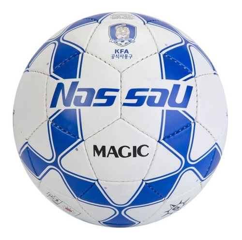 Pelota Futbol Nassau Magic Numero 5 Cesped Natural Semi Profesional Pvc Color Blanco con Azul