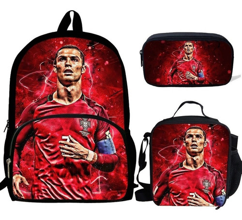 3 Unids/set Mochila Cristiano Ronaldo Mochila Bandoleras 3