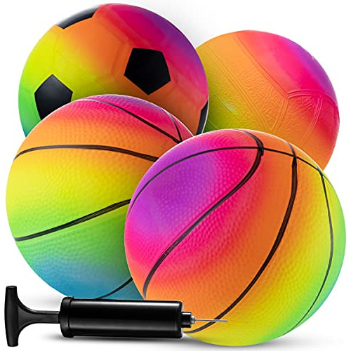 Rainbow Sports Balls Paquete De 4 Pelotas Inflables De ...