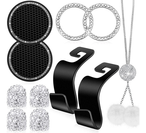 11 Diamante Brillante Conjunto Accesorios Auto Para Mujeres