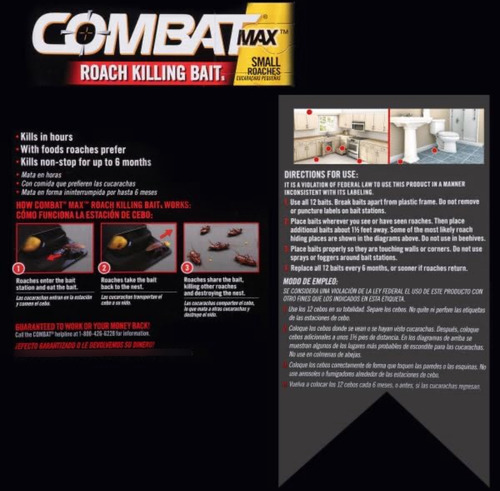 Veneno Combat Cebo Para Cucarachas Chiripas (12 Unidades)