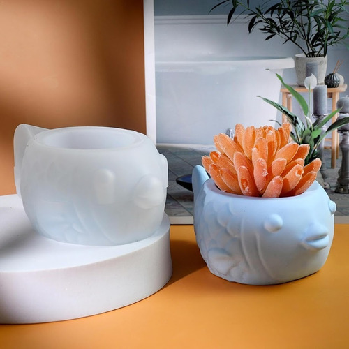 Molde Silicona Florero Maceta Porta Vela Pez