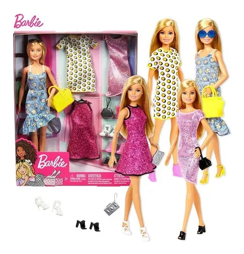 Brinquedo: Boneca Barbie Com Guarda Roupa - Mattel