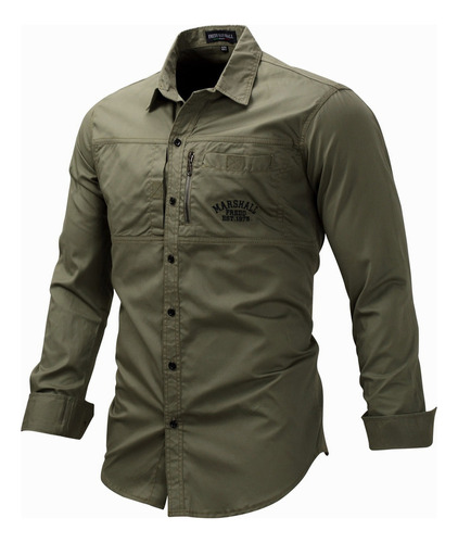 Camisa Vaquera De Algodón Camisa Militar Nostálgica 4357