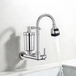 Torneira De Parede Com Filtro Para Cozinha Flexível Parede Prateado Parede - R$ 56,78