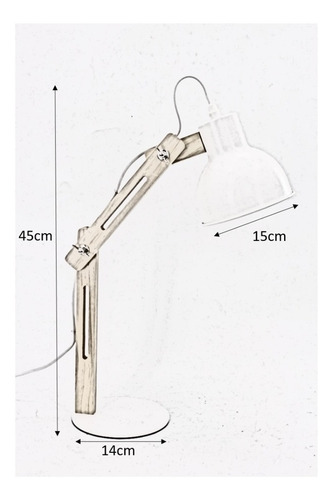 Imagen 2 de 7 de Velador Lampara De Escritorio Mesa Nordico Madera + Led E27
