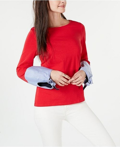 Tommy Hilfiger Top/remera C/puños Anudados, Mujer, Talle M