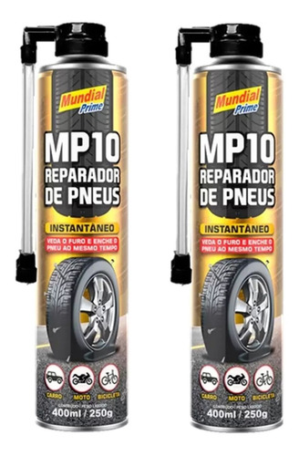 2x Reparador De Pneus Mundial Prime Tyre Pando Carro Moto