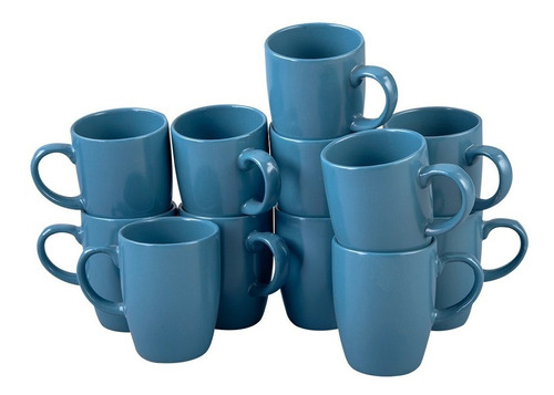 Taza De Cerámica Santa Anita 12 Piezas 310 Ml Color Azul