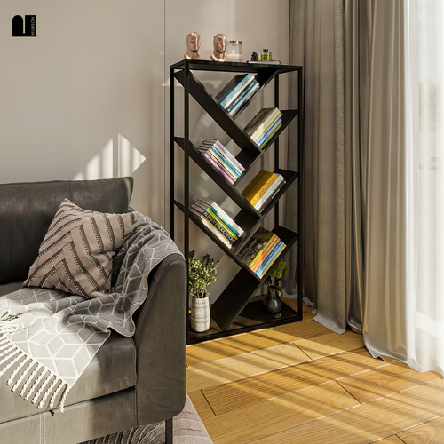 Estante diagonal de nogueira com 7 prateleiras Prateleira de madeira MDF | Mubson Color Brown