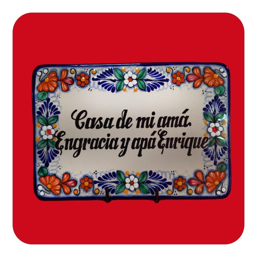 Imagen 5 de 7 de Placa Talavera Poblana Personalizada Rectangular 30x22cm Plc
