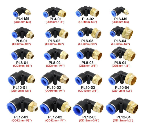 Conexão Pneumática Cotovelo Macho Rosca 1/2 Tubo 12mm 4 Pç