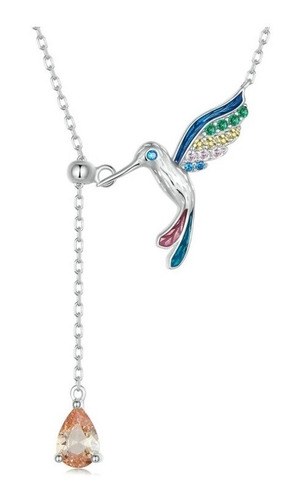 Collar Cadena Dije Pájaro Colibrí Para Mujer En Plata 925