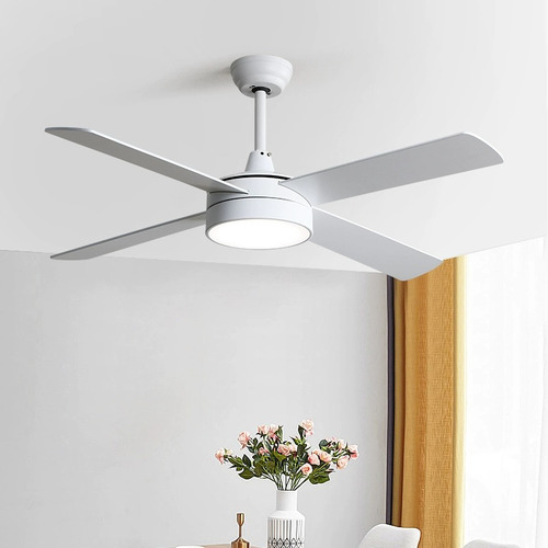 Ventilador De Techo 4 Aspas Blanco Luz Led 30w