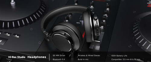 Auriculares Dj Bluetooth Y Cable, Para Mezcla Y Estudio Negro