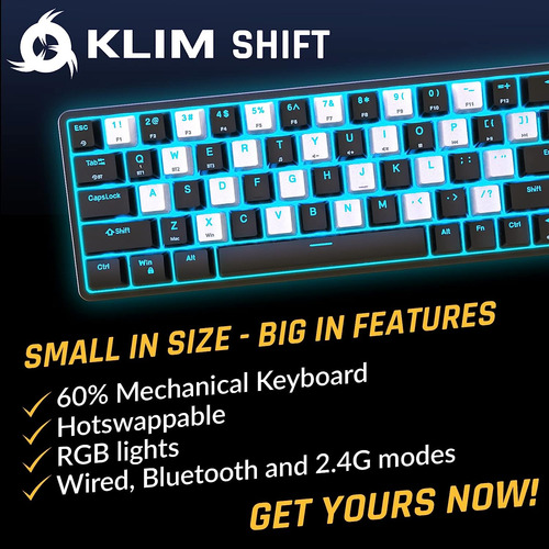 Teclado Klim, Gamer/blanco/bluetooth/rgb