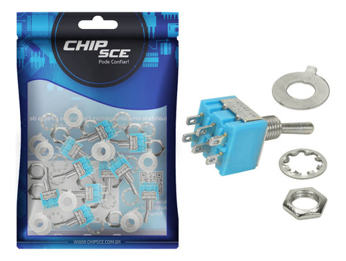 10x Chave Alavanca 6 Polos On/off/on Mts-203 (kit C/ 10 Pçs)