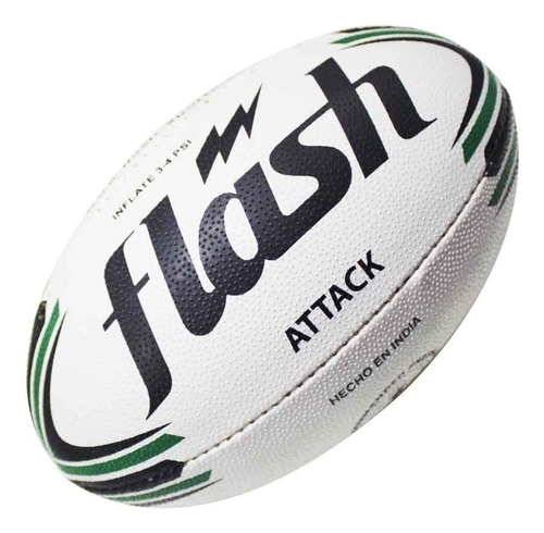 Pelota De Rugby  N 2  Flash  Attack 2  Attack  De Cuero Artificial  Color Verde Con Azul