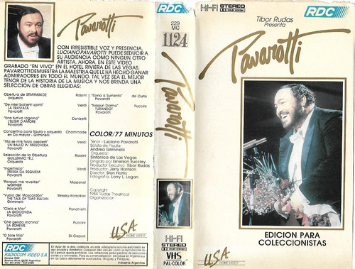 Pavarotti Vhs Edicion Para Coleccionistas