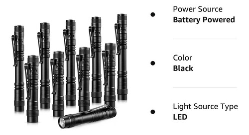 Honoson 10 Mini Linterna Led Pequeña De Mano Para Bolígrafo,