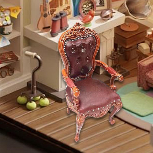 Silla Para Casa De Muñecas, Escala 1/12, Marrón Oscuro