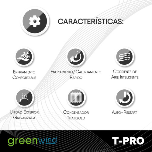 Imagen 5 de 10 de Aire Acondicionado Greenwind T- Pro Inverter 12000 Btu