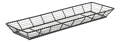 Cesta Rectangular De Alambre Negro 22x7 Pulgadas