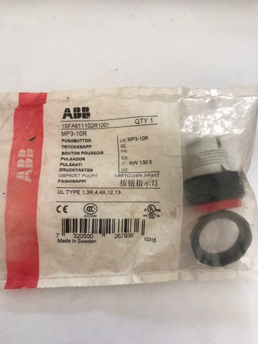 Botão Comando Abb Vermelho Mp3-10r