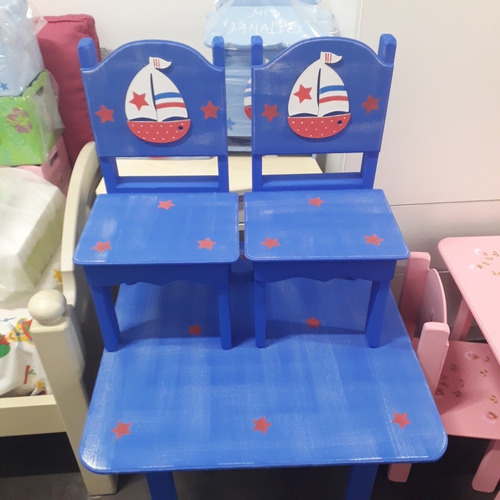 Juego De Mesa Y 2 Sillas Infantil Pintada Decorada