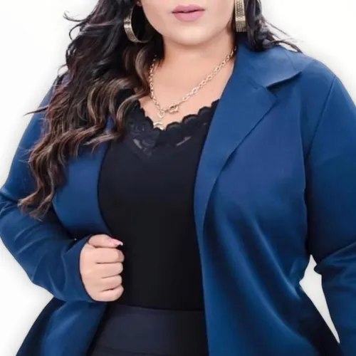 Blazer feminino hotsell neoprene plus size