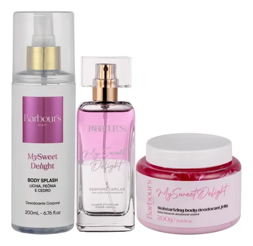 Kit Body Splash + Geleia Hidratante + Perfume Capilar My Sweet Delight Barbour's