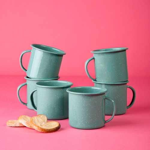Juego De Taza Café De Peltre, 6 Piezas Menta