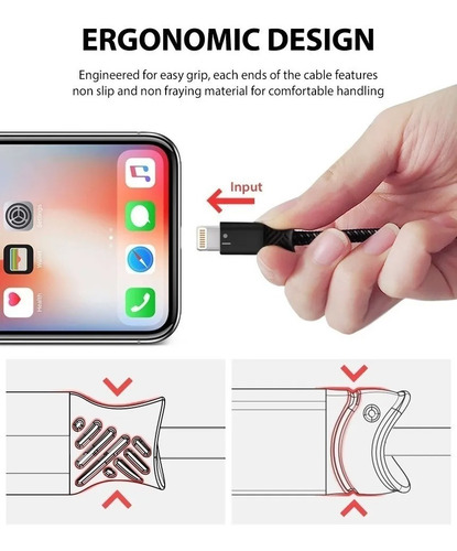 Cable Para iPhone Ringke Usb Smart Fish Reforzado Negro