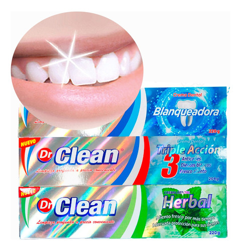 Crema Dental Dr Clean Blanqueadora 8 Dsp X 6 Unid 220gr