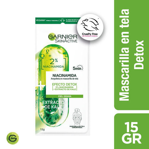 Ampolla En Mascarilla De Tela Detox Garnier Skin Active