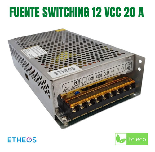 Imagen 2 de 10 de Fuente Switching 12v 20a Regulada C Protección Led Cctv 250w