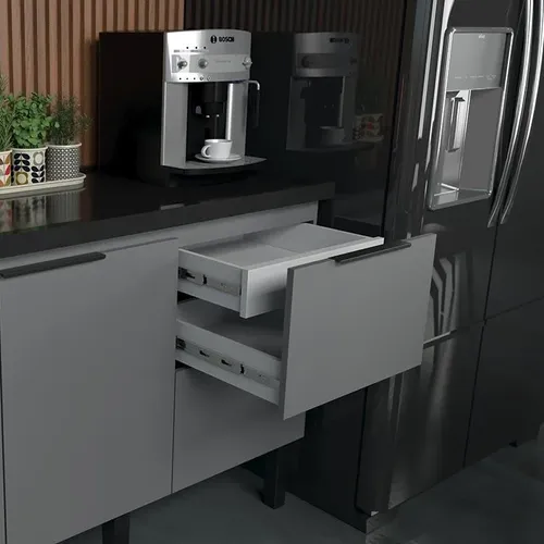 Balcão Cinza Cozinha Com Tampo 144x85x51cm Cisne 150 Cozimax