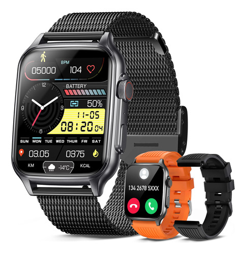 Smart Watches For Men With 3bands, 1.96 Hd Large Screen Fit.
