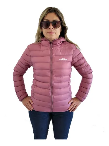 Campera Mujer Invierno Inflable Impermeable Capucha Bolsa