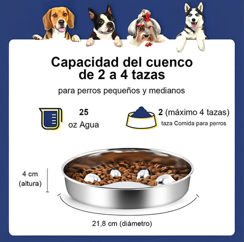 A Plato De Alimentación Lenta Comedero Perro Acero Y