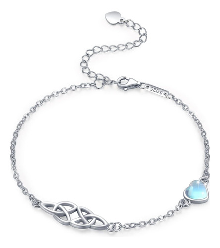 Medwise Pulsera Celta Plata De Ley 925 Piedra Lunar Pulseras