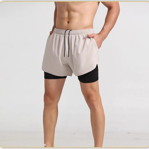 Pantalones Cortos Deportivos 2 En 1 Para Hombre D