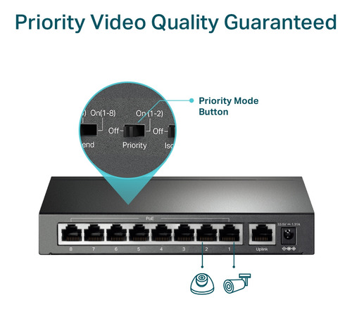 Switch Poe Tplink Tl-sf1009p 9 Puertos 10/100 8 Puertos Poe+