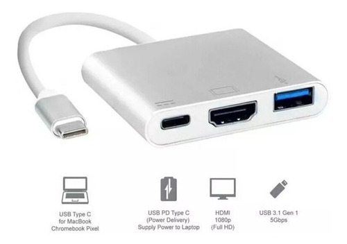 Imagen 4 de 8 de Hub Usb C Multipuertos Usb C - Hdmi - Usb 3.0 Marca Bcc