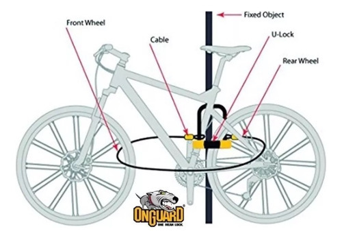 Imagen 2 de 6 de Cable Acero Onguard 8044 Para Candado Bicicleta 120cmx10mm Color Gris