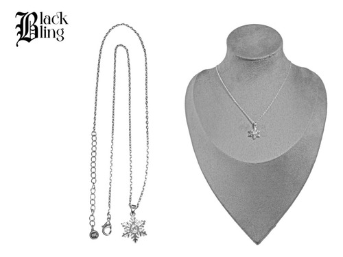 Collar Plateado Dije Copo Nieve Zirconia Acero Inoxidable