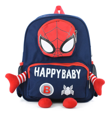 Mochila Niño Escolar Infatil Spiderman Peluche Happy Baby