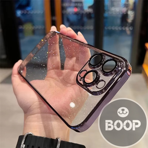 Funda Para Iphone 15 16 Con Brillos Y Protector De Cámara Rosa Iphone 16 Pro
