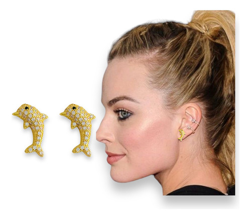 Aretes Delfín Oro Lam+ Estuche