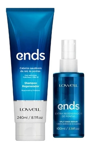 Kit Ends Shampoo 240ml + Ends Extra Regenerador 100ml Lowell